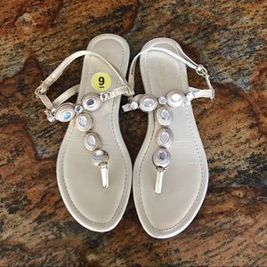 Madeline Stuart flat Gold and Crystal Sandal